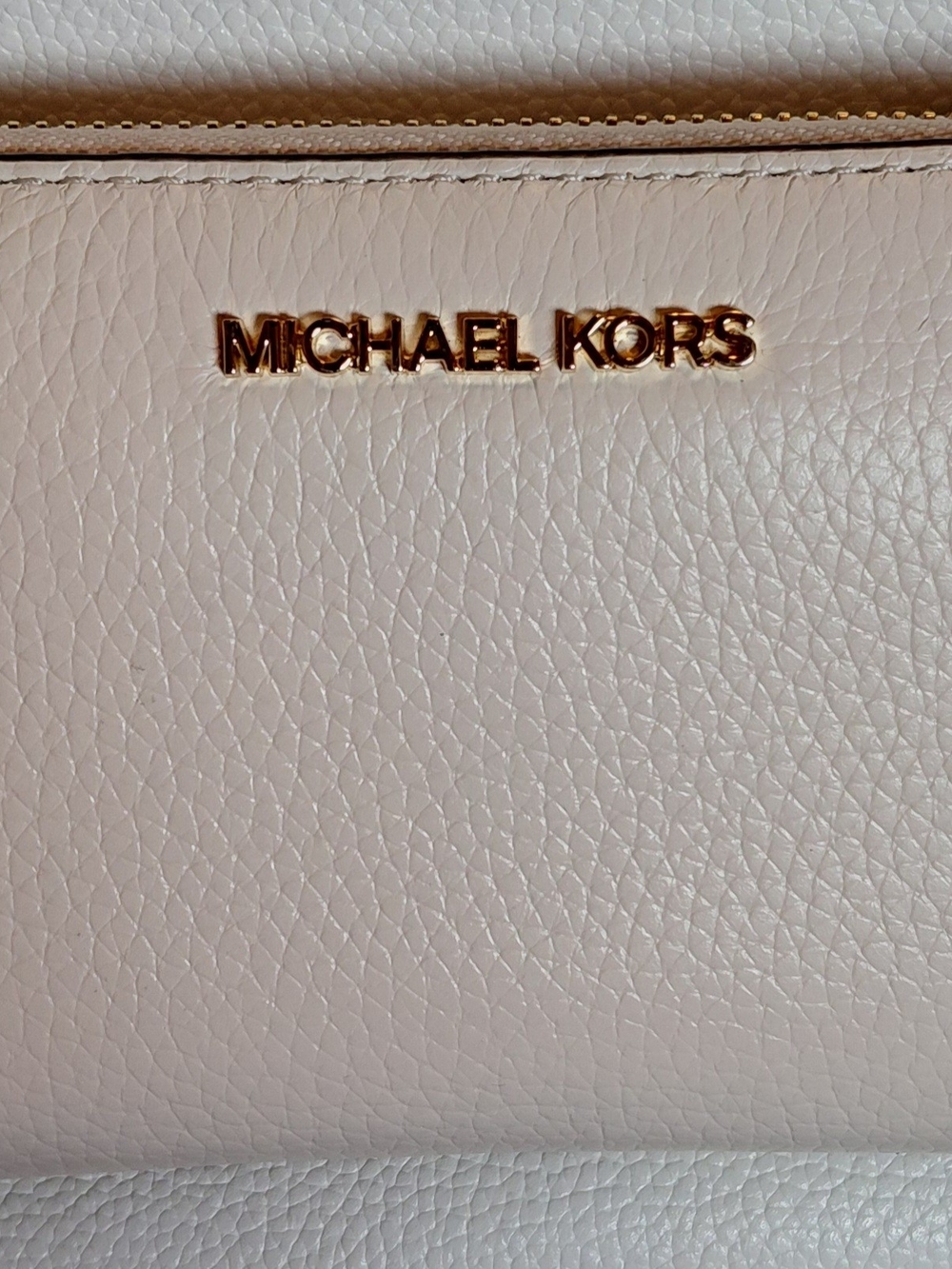 Michael Kors Cream Leather Wallet with Gold Logo
